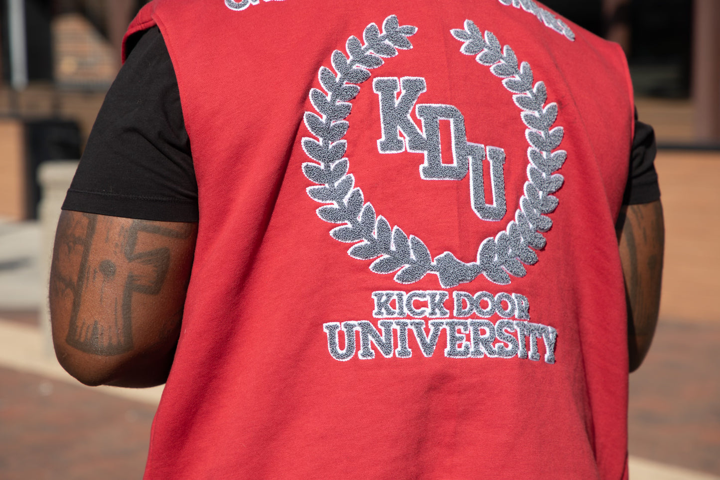 Hooded cutoff Letterman