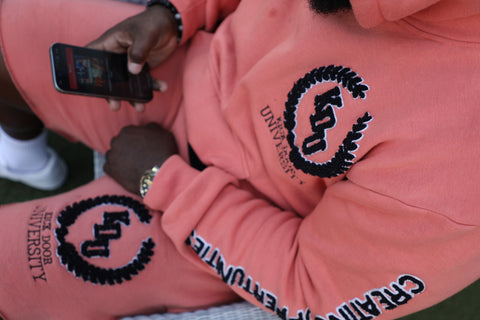 2 piece salmon short sweat suit