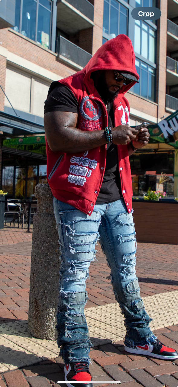 Hooded cutoff Letterman